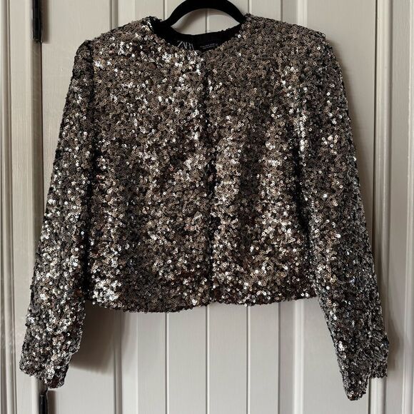 ZARA SEQUINED BLAZER Size M - Picture 4 of 6